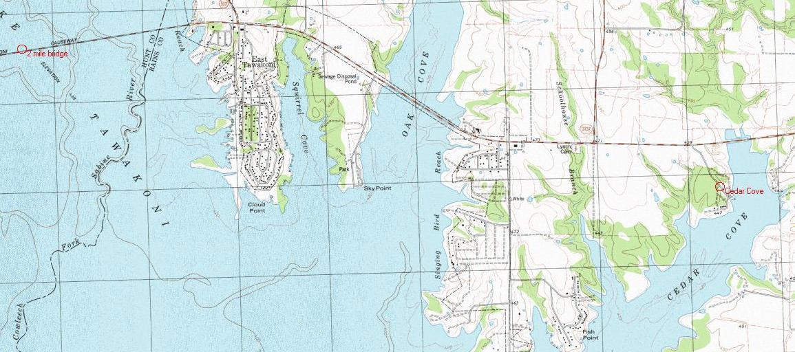 Lake Tawakoni Map - North