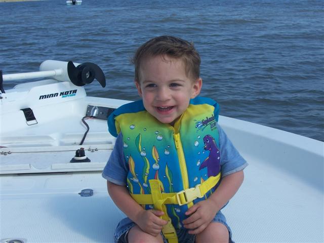 Joshua on his first boat ride