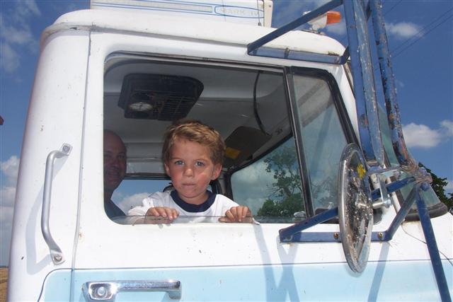 Josh on the wheat truck