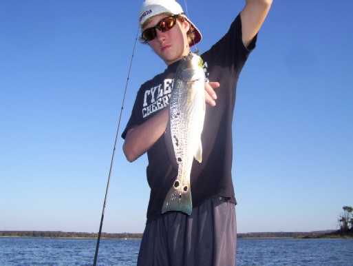 Stokely Berry with redfish from Lake Fairfield